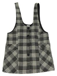 Černo-bílé vzorovano/kostkované vlněné propínací šaty Next