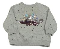 Šedá puntíkatá mikina s dinem z flitrů Next