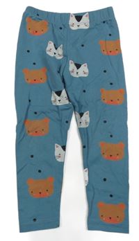 Modré legíny s kočkami 