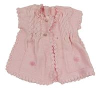 Svetloružová pletená prepínaci vesta s kvietkami