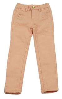 Lososové teplákové rifle s kytičkami Kiki&Koko