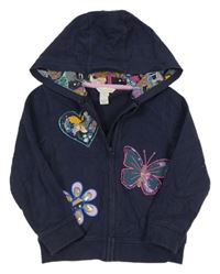 Tmavomodrá prepínaci mikina s obrázky s flitrami a kapucňou Monsoon