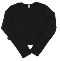 Čierne rebrované crop tričko Shein