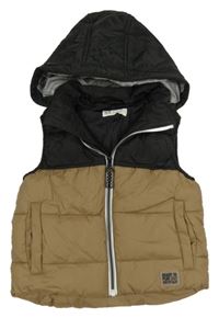 Černo-hnědá šusťáková zateplená vesta s kapucí H&M
