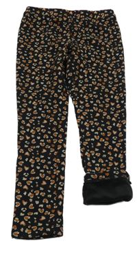 Čierno-hnedé vzorované zateplené legíny