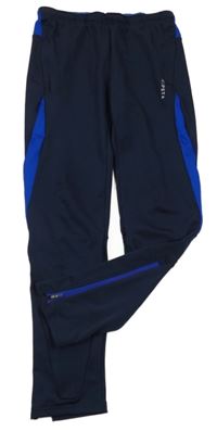 Tmavomodré športové tepláky s modrým pruhom Kipsta