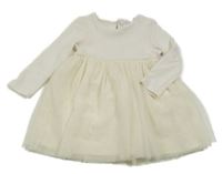 Bielo-smotanové bavlněno/tylové šaty Primark