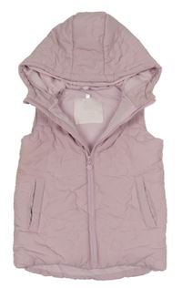 Světlerůžová šusťáková zateplená vesta s kapucí Topolino