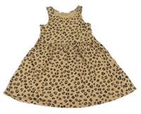 Béžovo-čierne leopardí bavlnené šaty H&M