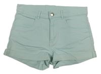 Mentolové riflové elastické kraťasy H&M