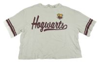 Smotanové crop tričko s nápisom a erbem - Harry Potter a pruhmi H&M