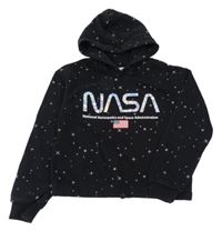 Čierna crop mikina s hviezdami a kapucí - NASA