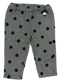 Sivo-čierne vzorované podšité nohavice s bodkami