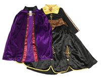 2set - Černo-žluté saténové šaty + fialový sametový plášť Frozen