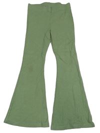 Khaki rebrované flare nohavice M&S