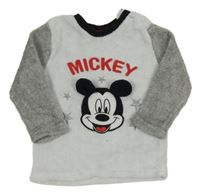 Bielo-sivá chlpatá mikina s Mickeym Primark