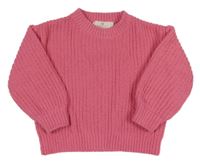 Ružový žinylkový oversize sveter H&M