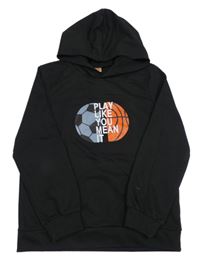 Čierna mikina s loptami a kapucňou