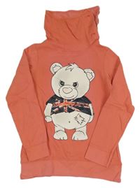 Lososová mikina s medvedíkom a golierom zn. Crash One