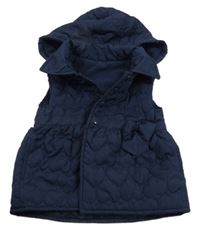 Tmavomodrá šušťáková prešívaná zateplená vesta s kapucňou Matalan