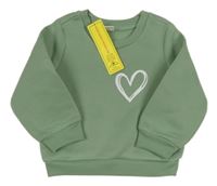 Nové - Zelenošedá mikina so srdiečkom Shein