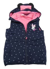 Tmavomodrá tepláková zateplená vesta s Minnií a kapucí Disney