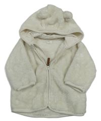 Smetanová chlupatá propínací mikina s kapucí H&M