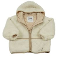 Smotanová huňatá podšitá bunda s kapucňou F&F