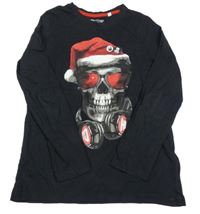 Čierne tričko s lebkou C&A