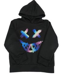 Čierna športová mikina s potlačou a kapucňou