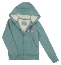 Mátová propínací zateplená mikina s kapucí Alive