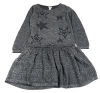 Šedo-stříbrné úpletové šaty s hvězdami Monsoon