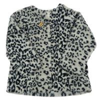 Sivo-čierna vzorovaná kožušinová podšitá bunda Next