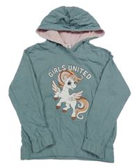 Světlemodrá mikina s jednorožcem a kapucí Dopodopo 