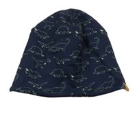 Tmavomodrá čapica s dinosaurami