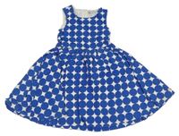 Modro-bílé puntíkované plátěné šaty C&A