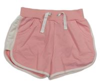 Světlerůžovo-bílé teplákové kraťasy s pruhy Primark 