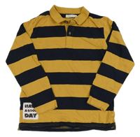 Hořčicoco-tmavomodré pruhované polo tričko Sfera