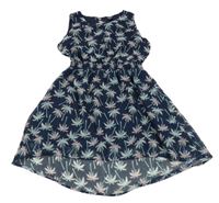 Tmavomodré šifonové šaty s palmami Y.F.K.