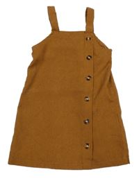 Béžové rebrované šaty s gombíkmi