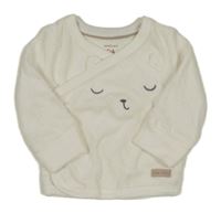 Biela zamatová prešívaná zavinovací mikina s medvedíkom C&A