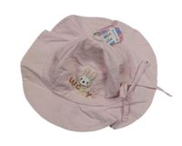 Nové - Svetloružový plátenný klobúk so zajačikom