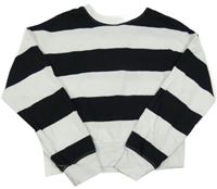 Čierno-biela pruhovaná crop mikina H&M