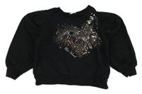 Černá mikina s motýlkem z flitrů River Island 