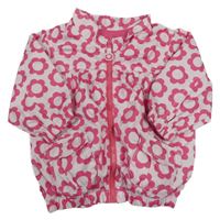 Bielo-ružová kvetovaná šušťáková jesenná bunda H&M