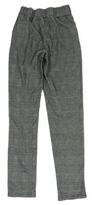 Čierno-biele kockované vzorované úpletové nohavice