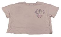 Svetloružové teplákové oversize crop tričko s Peppa Pig Next