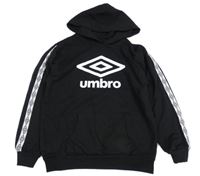 Černá mikina s logem a kapsou a pruhem a kapucí UMBRO