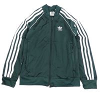 Smaragdovo-bílá propínací sportovní mikina Adidas