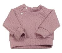 Staroružová vzorovaná mikina s copánkovým vzorom